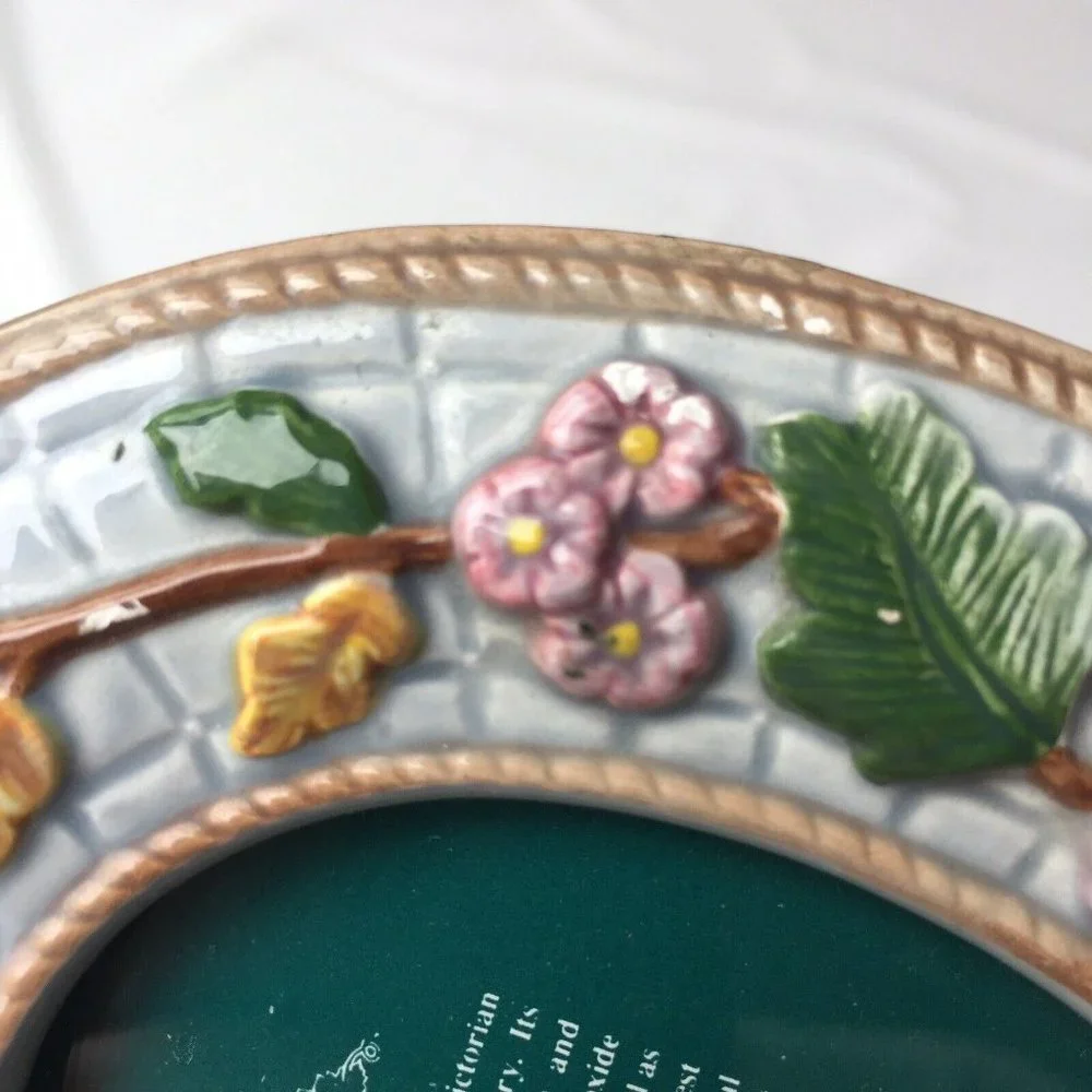 Terragrafics Victorian Majolica Style Oval Photo Picture Frame Hand Painted